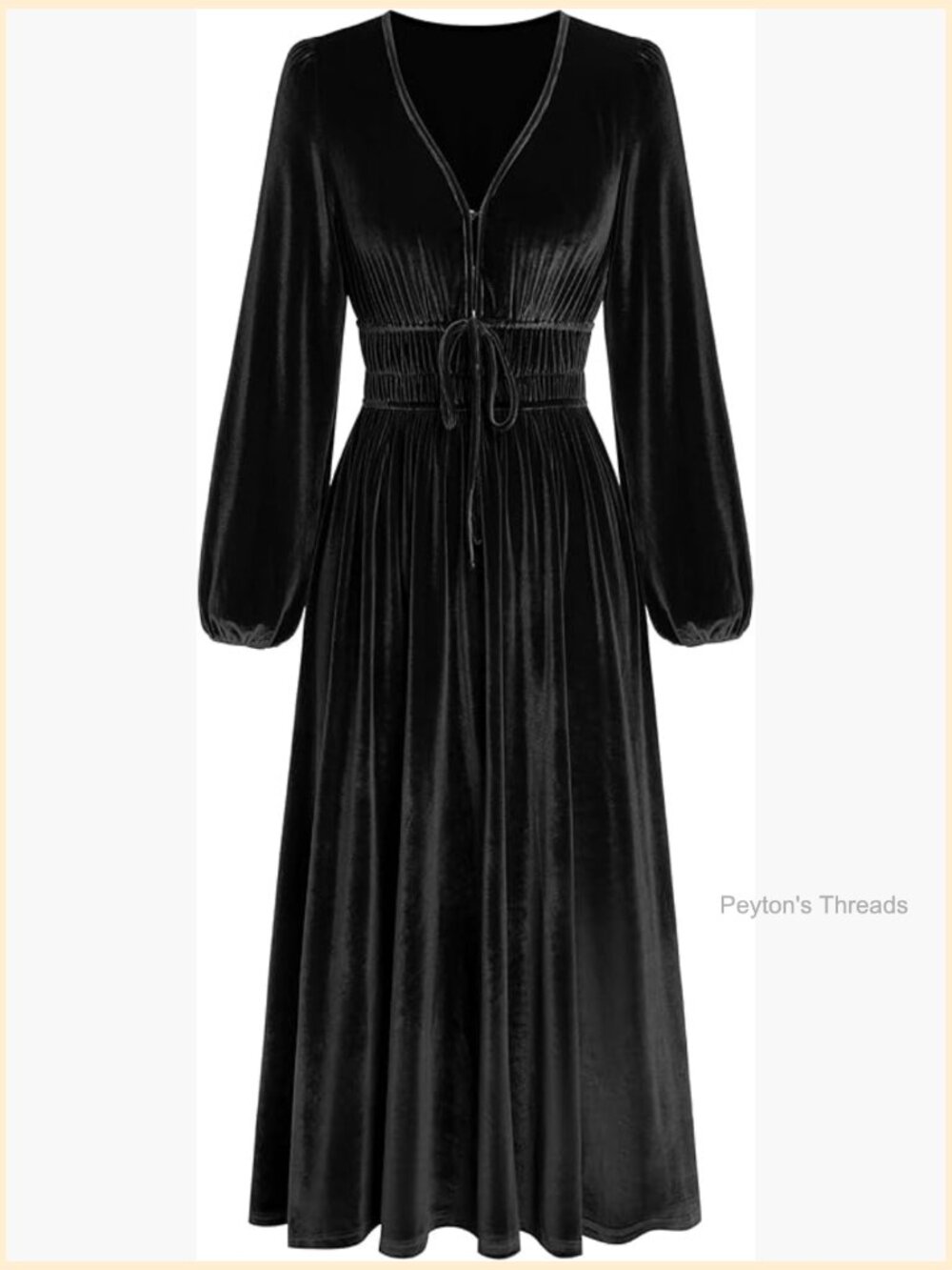 Long Sleeve Velvet V-Neck Midi Dress, Wedding Guest